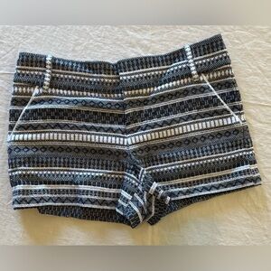 Alice + Olivia Textured Jacquard Shorts Blue White Pattern Size 6 Designer